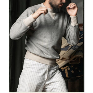 Bronson 1930's V-Neck Insert Boxing Sweatshirt Heather Grey Winter Pullover 36